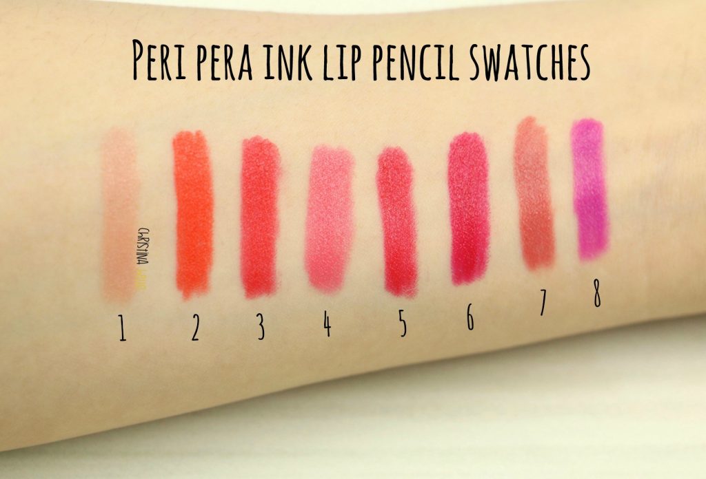 Peri pera ink lip pencil set swatches review