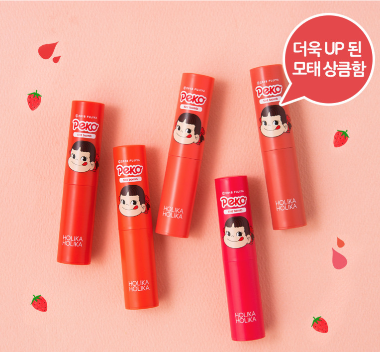 Holika Holika x Sweet Peko water drop tint bomb & melty jelly lip balm Review and swatches