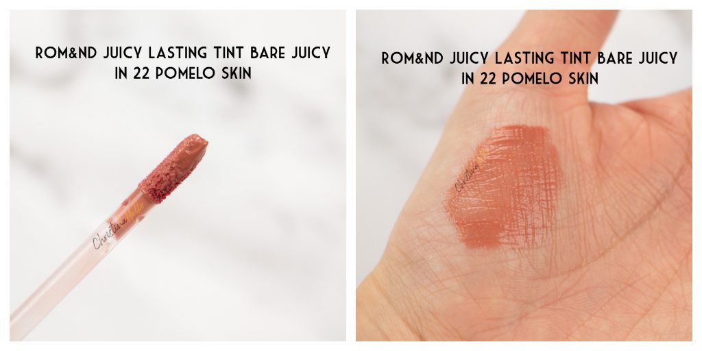 Romand juicy lasting tint bare juicy in 22 pomelo skin swatch review